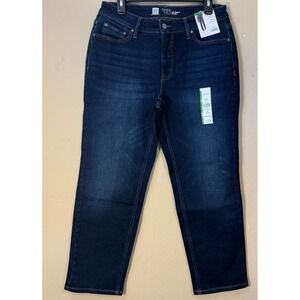 Time and True Jeans Women 12 Short Straight Leg Dark Wash Mid Rise Casual NEW